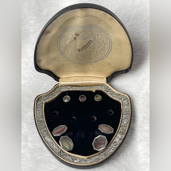 Antique Krementz men’s cufflink and buttons platinum and gold - Picture 2 of 11